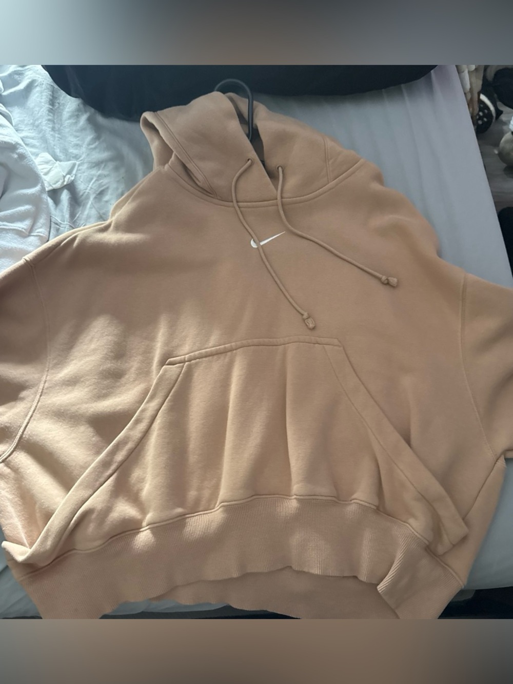 Nike Women's Tan Pullover Hoodie with Small Swoosh